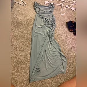Ruda teal dress with slot in leg